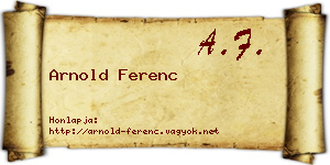 Arnold Ferenc névjegykártya